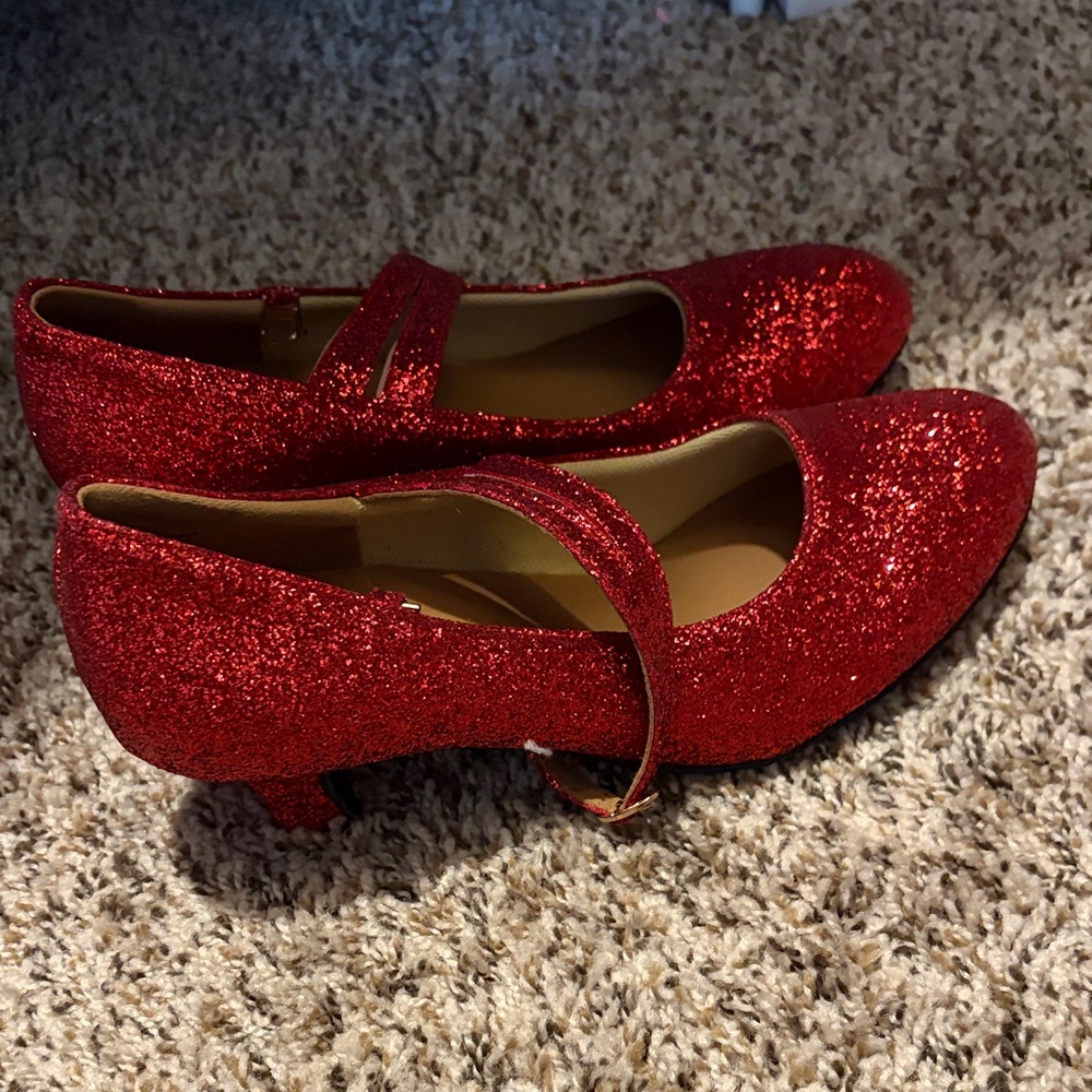 Red Glitter Dorothy costume shoes